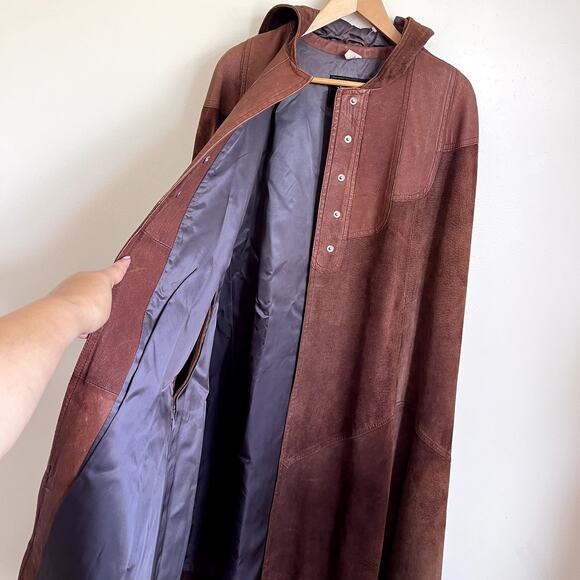 Vintage Suede Renaissance Womens Cape Cloak Size O/S Brown Western Boho Hooded - Picture 3 of 13